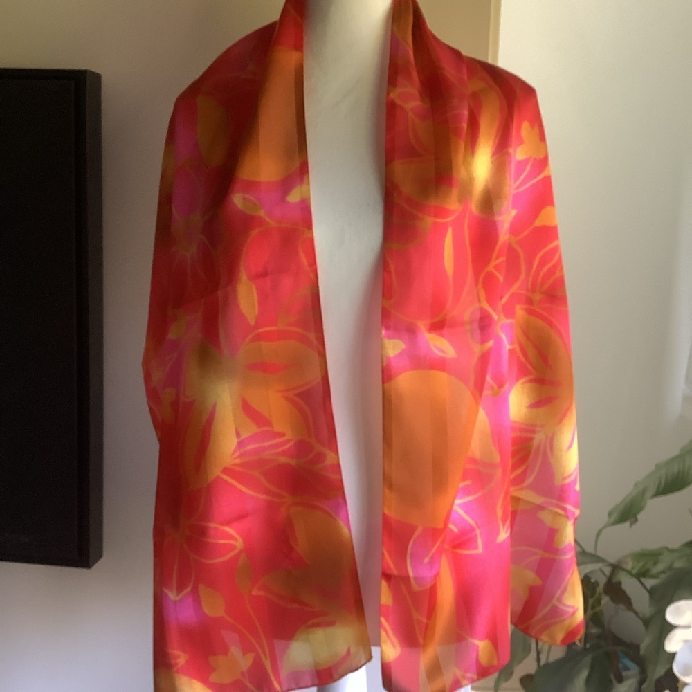 Vibrant Floral Silk Scarf Made in Italy